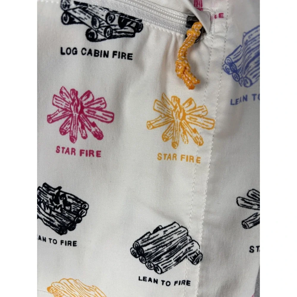 The North Face Swim Trunks Shorts Mens Medium White Campfire Print Camping Beach